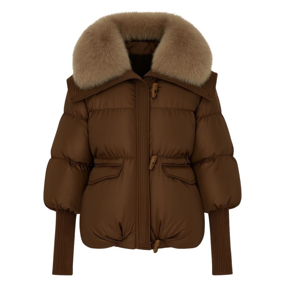 Black Puffer Jacket for Women with Detachable Fur Collar – Water-Resistant Long Puffer Coat 3