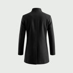 Black Wool Blend Overcoat for Men – Tailored Winter Coat with Minimalist Design, Knee-Length Outerwear 4