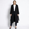 Black Wool Trench Coat for Women with Wide Lapels and Satin Lining – Double-Breasted Warmth and Timeless Style 0