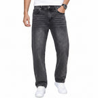 Casual Men's Jeans, Loose Fit Solid Color, Comfortable Cotton Blend with Practical Pockets, All-Season Wear 5