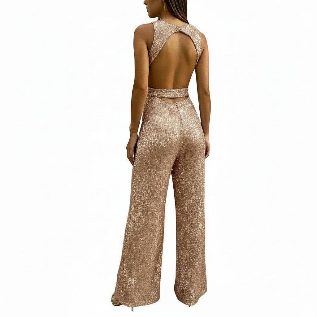 Feestelijke Dames Jumpsuit met Glitter Design voor Speciale Gelegenheden - Comfortabele en Flatterende Pasvorm 3
