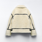 Lange Dames Jas van Zachte Fleece – Comfortabele Witte Teddy Jacket voor Koude Dagen 2