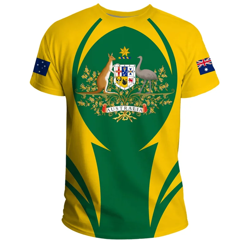 Men's 3D Printed Australia Flag T-Shirt, Short Sleeve Loose Fit Tee, Comfortable Cotton Blend Summer Shirt 9