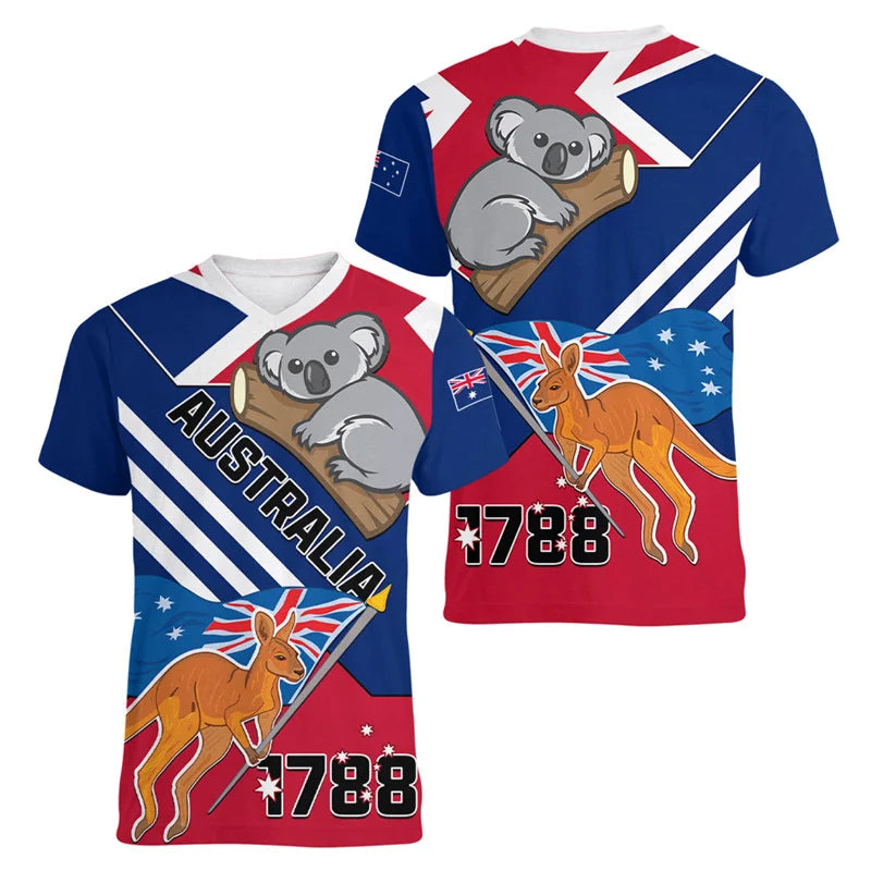 Men's 3D Printed Kangaroo Pattern T-Shirt – Short Sleeve V-Neck Casual Tee, Lightweight Fabric, Available in Multiple Sizes 4