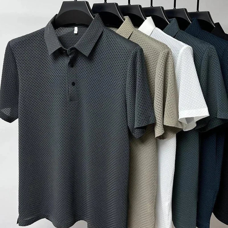 Men's Anti-Crease Polo Shirt, Lightweight Breathable Short Sleeve Top, Classic Collar, Sizes S-4XL 5