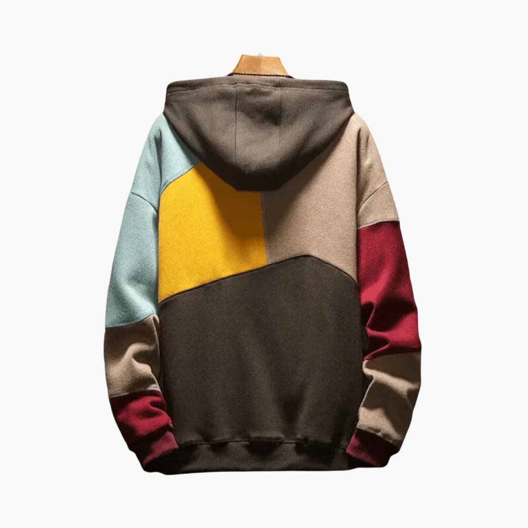 Men's Colorblock Hoodie with Adjustable Hood and Front Pocket – Casual and Trendy Sweatshirt for Fall and Winter 1