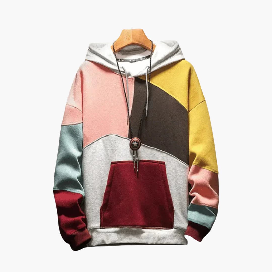 Men's Colorblock Hoodie with Adjustable Hood and Front Pocket – Casual and Trendy Sweatshirt for Fall and Winter 2