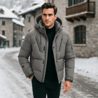 Men's Down Jacket with Detachable Hood – Warm and Durable Mens Winter Jacket for Extreme Cold Protection