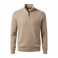 Men's Half-Zip Sweater with Long Sleeves and Ribbed Finishes - Comfortable Knitted Pullover in Multiple Sizes 0