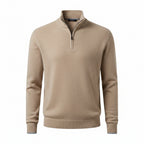 Men's Half-Zip Sweater with Long Sleeves and Ribbed Finishes - Comfortable Knitted Pullover in Multiple Sizes 0