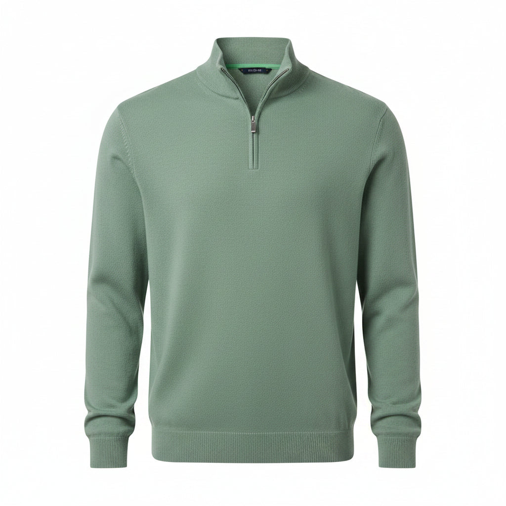 Men's Half-Zip Sweater with Long Sleeves and Ribbed Finishes - Comfortable Knitted Pullover in Multiple Sizes 5