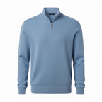 Men's Half-Zip Sweater with Long Sleeves and Ribbed Finishes - Comfortable Knitted Pullover in Multiple Sizes