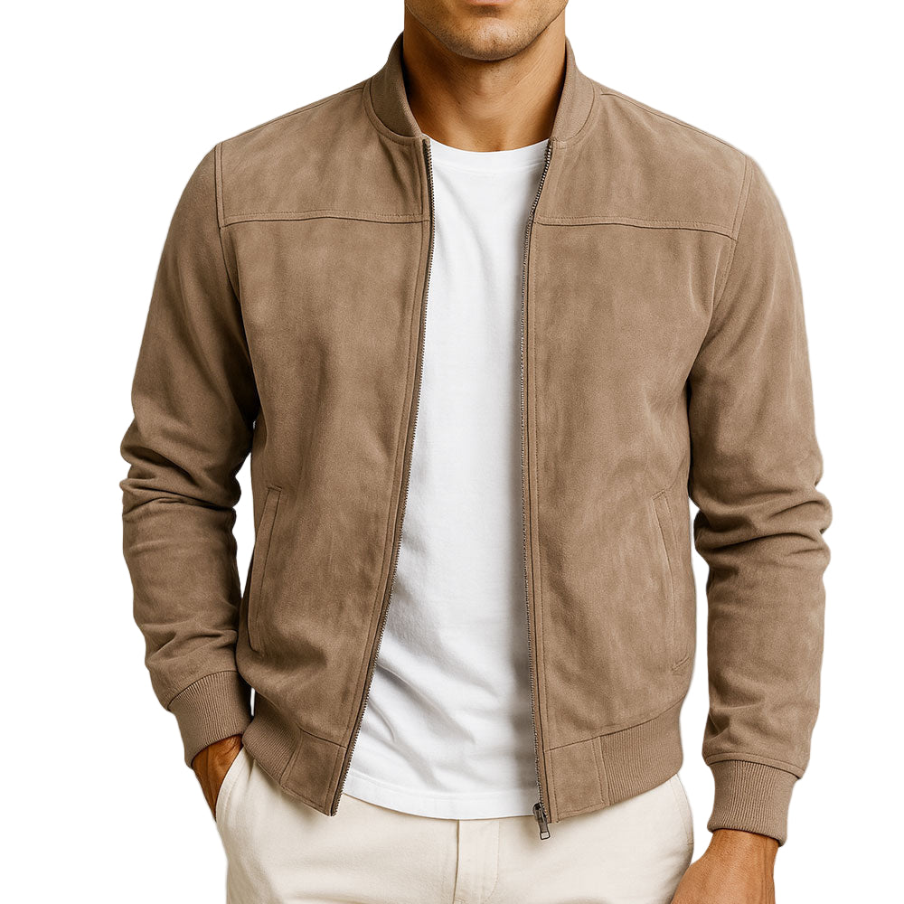 Men's Minimalist Zip Jacket - Versatile Outerwear with Ribbed Hem and Full-Zip Closure, Available in Multiple Sizes 0