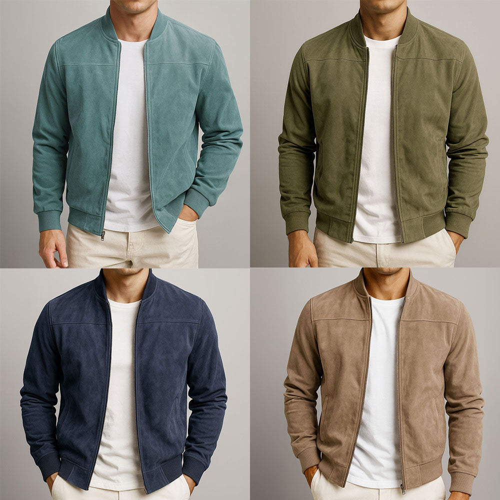 Men's Minimalist Zip Jacket - Versatile Outerwear with Ribbed Hem and Full-Zip Closure, Available in Multiple Sizes 2