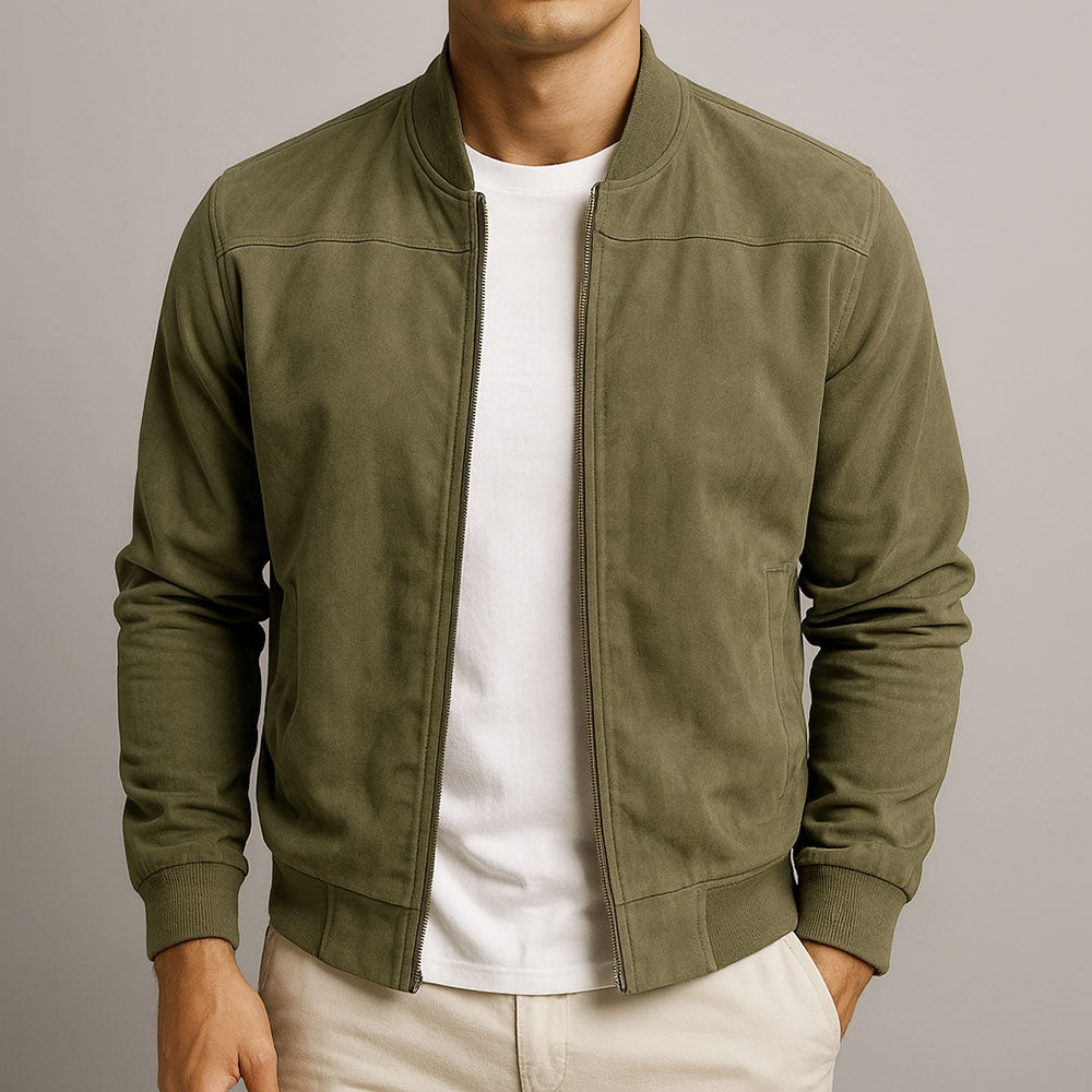 Men's Minimalist Zip Jacket - Versatile Outerwear with Ribbed Hem and Full-Zip Closure, Available in Multiple Sizes 4