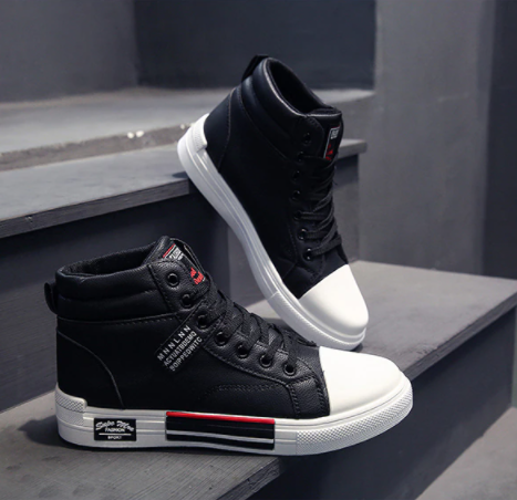 Men's Modern High Shoes for Autumn and Winter – Comfortable Fit in Black and White, Adjustable Laces, Sizes 39-44 5