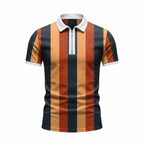 Men's Polo Shirt with Zipper, Elastic Sleeves, and Stylish Design – Comfortable Casual Summer Wear in Multiple Colors