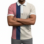 Men's Polo Shirt with Zipper, Elastic Sleeves, and Stylish Design – Comfortable Casual Summer Wear in Multiple Colors