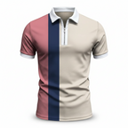 Men's Polo Shirt with Zipper, Elastic Sleeves, and Stylish Design – Comfortable Casual Summer Wear in Multiple Colors
