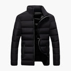 Men's Quilted Winter Jacket with Stand-Up Collar and Zipped Pockets – Warm Insulated Mens Coat for Cold Weather 0