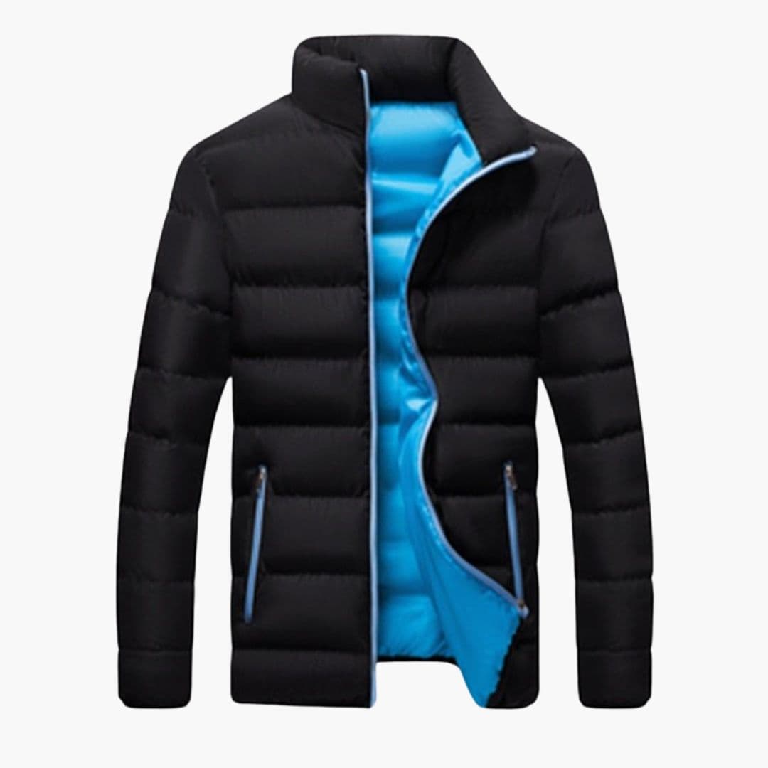 Men's Quilted Winter Jacket with Stand-Up Collar and Zipped Pockets – Warm Insulated Mens Coat for Cold Weather 1