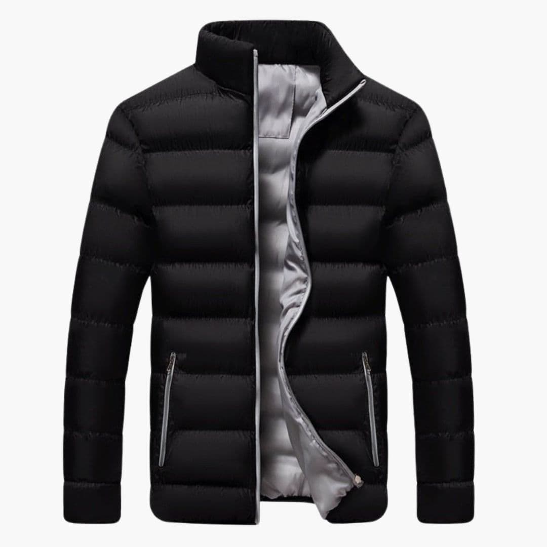 Men's Quilted Winter Jacket with Stand-Up Collar and Zipped Pockets – Warm Insulated Mens Coat for Cold Weather 2