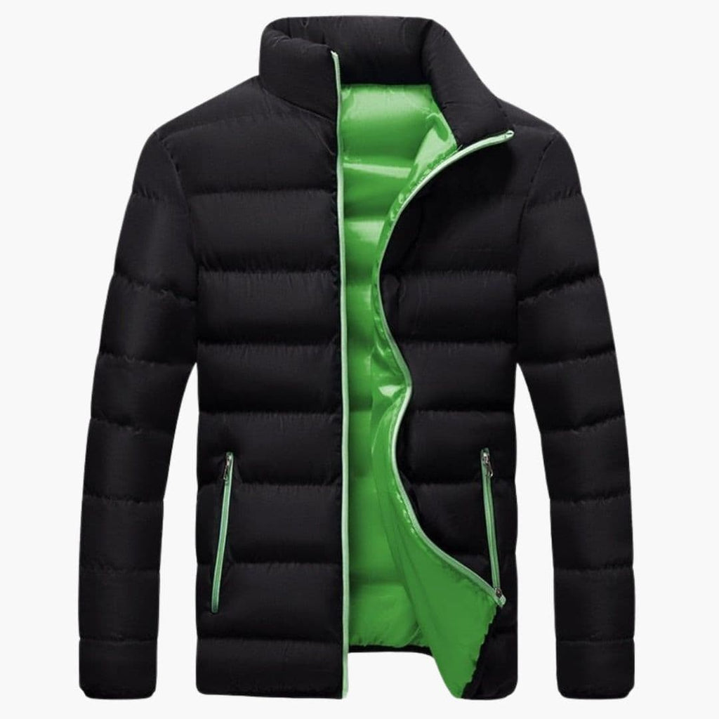 Men's Quilted Winter Jacket with Stand-Up Collar and Zipped Pockets – Warm Insulated Mens Coat for Cold Weather 3