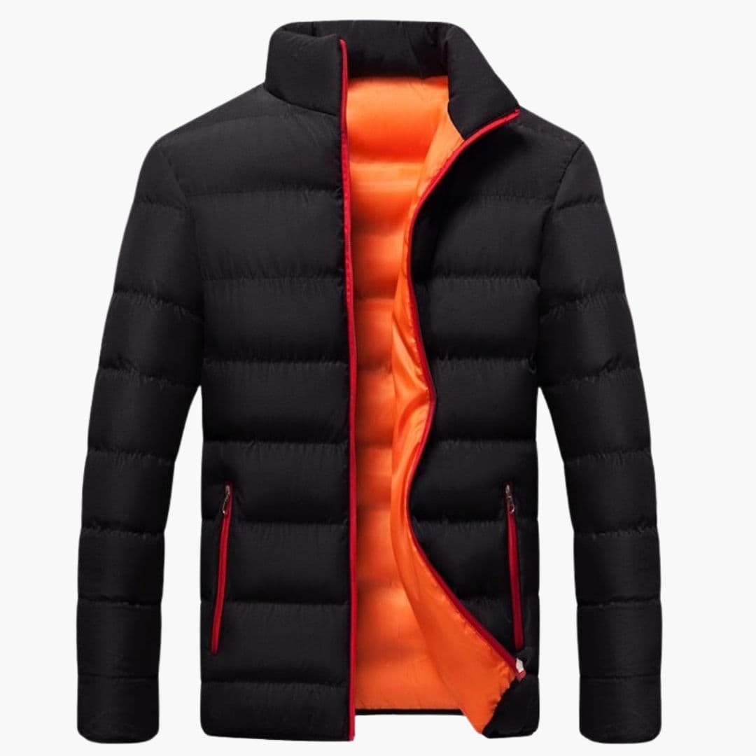 Men's Quilted Winter Jacket with Stand-Up Collar and Zipped Pockets – Warm Insulated Mens Coat for Cold Weather 4