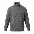 Men's Twisted Pattern Turtleneck Sweater – Ribbed Pullover with Long Sleeves for Comfort and Style 0