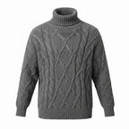 Men's Twisted Pattern Turtleneck Sweater – Ribbed Pullover with Long Sleeves for Comfort and Style 0
