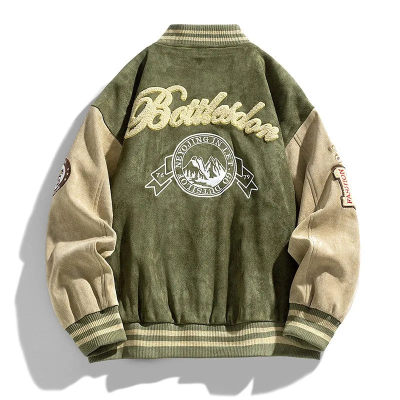 Men's Varsity Jacket, Classic Button-Up Bomber for Winter, Relaxed Fit with Iconic Patch Detailing, Available in Multiple Sizes 1