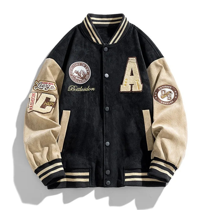 Men's Varsity Jacket, Classic Button-Up Bomber for Winter, Relaxed Fit with Iconic Patch Detailing, Available in Multiple Sizes 2
