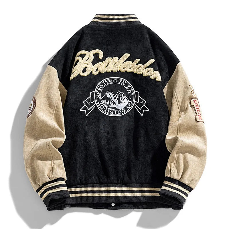 Men's Varsity Jacket, Classic Button-Up Bomber for Winter, Relaxed Fit with Iconic Patch Detailing, Available in Multiple Sizes 3