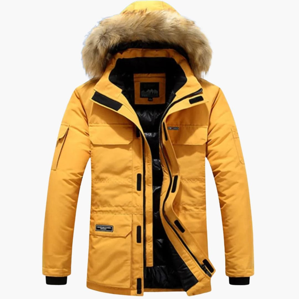 Men's Winter Jacket - Quilted Parka with Faux Fur Hood and Multiple Pockets - Warm Coats for Cold Weather 0