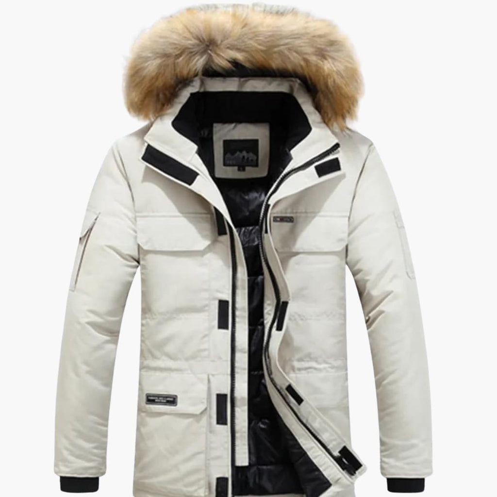 Men's Winter Jacket - Quilted Parka with Faux Fur Hood and Multiple Pockets - Warm Coats for Cold Weather 1