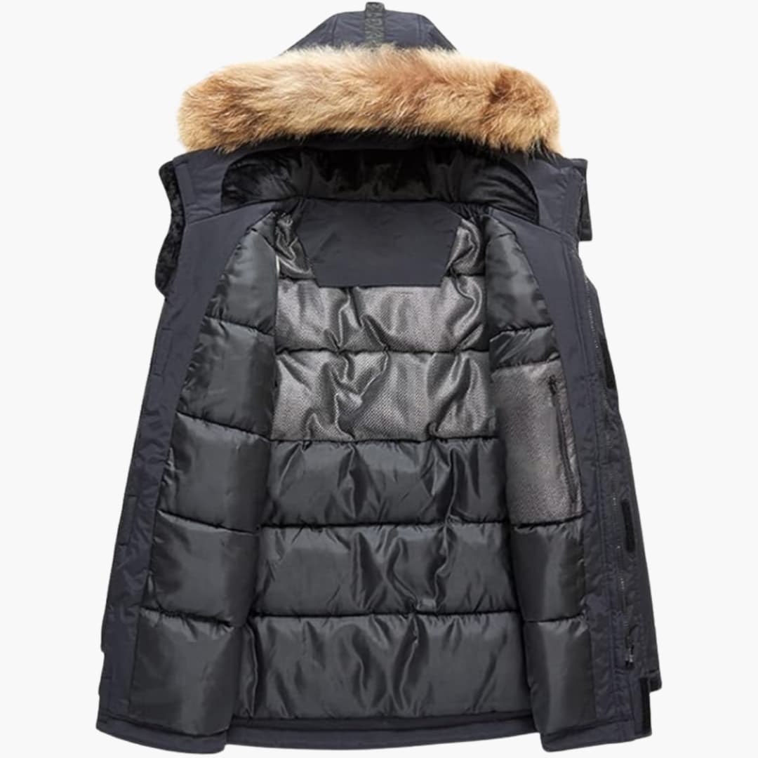 Men's Winter Jacket - Quilted Parka with Faux Fur Hood and Multiple Pockets - Warm Coats for Cold Weather 7