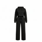 Nina 2-delige Set met Capuchon en Wijde Pijpen – Comfortabele Katoenmix voor Herfst en Winter 0
