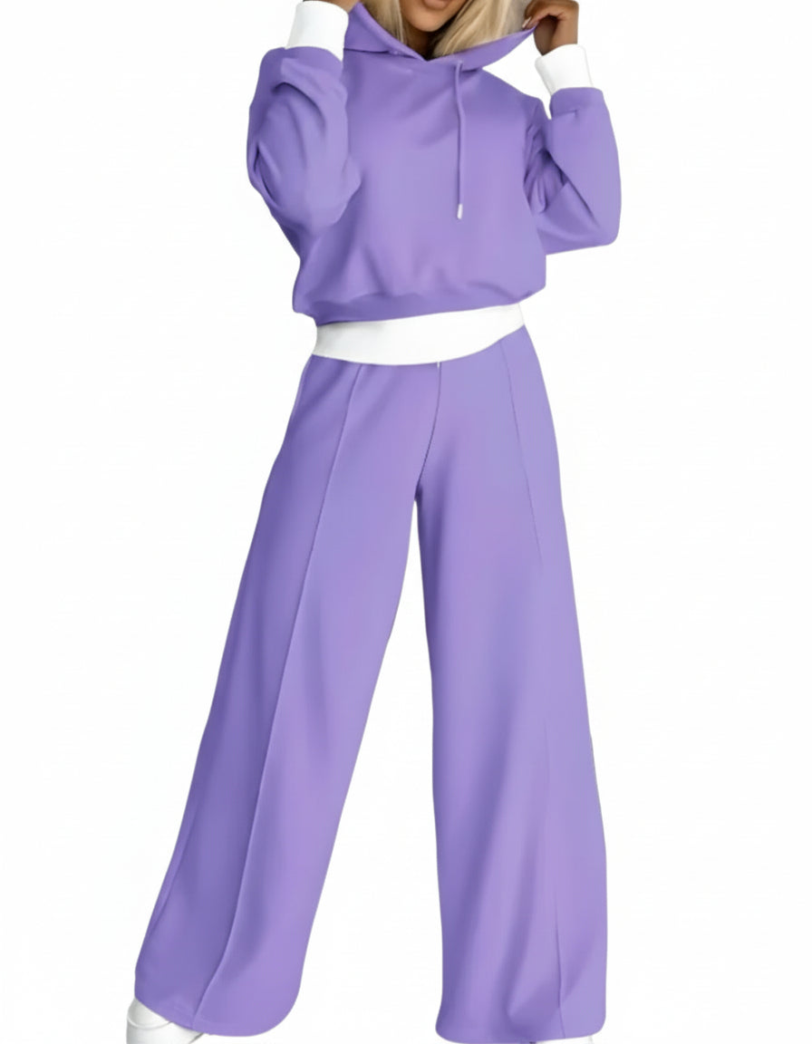 Nina 2-delige Set met Capuchon en Wijde Pijpen – Comfortabele Katoenmix voor Herfst en Winter 1