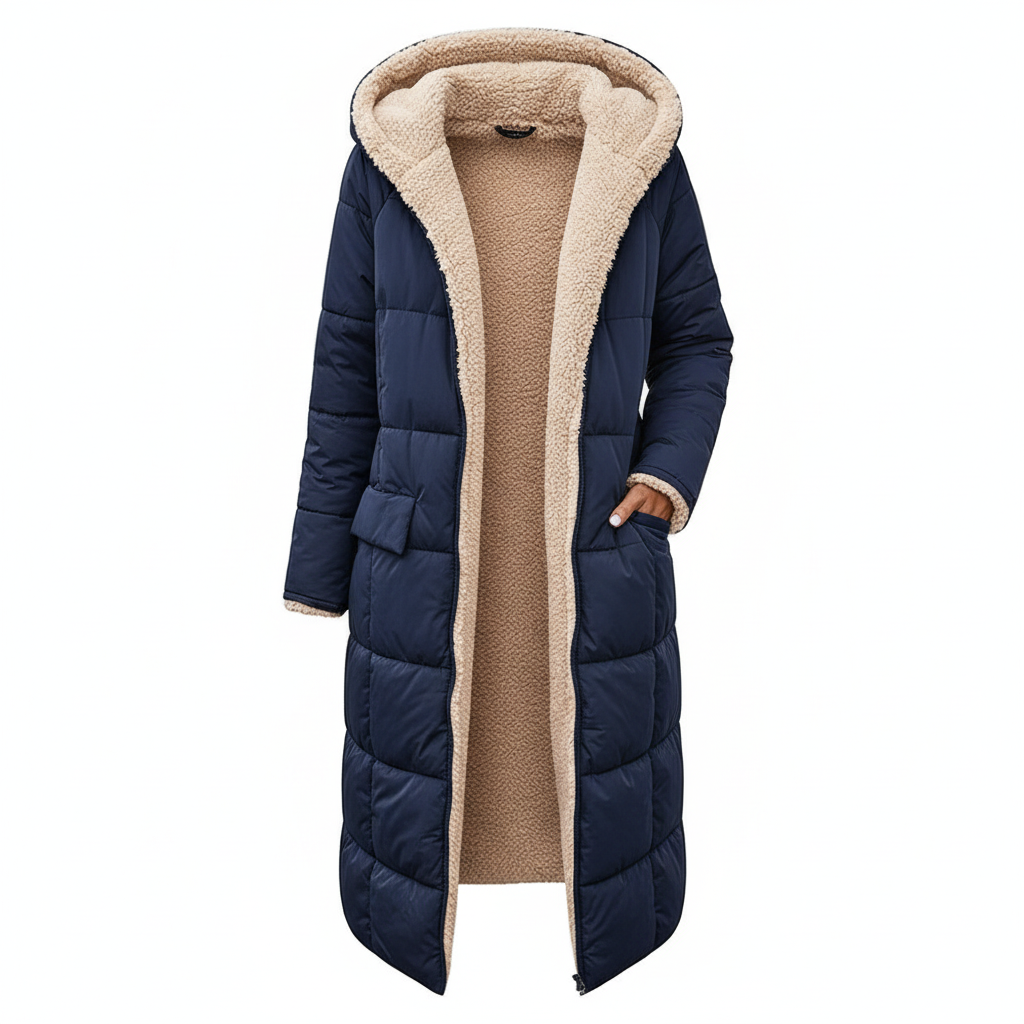 Stijlvolle Gewatteerde Dames Jas met Capuchon - Lange Herfstjas voor Comfort en Warmte 0