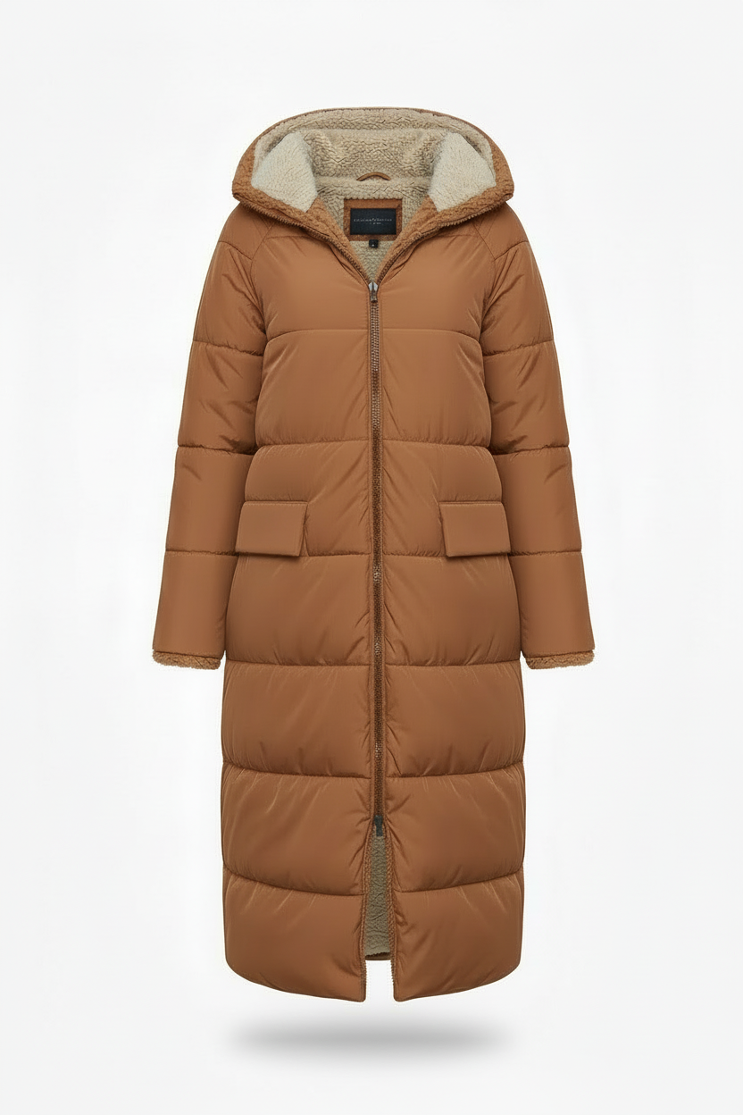 Stijlvolle Gewatteerde Dames Jas met Capuchon - Lange Herfstjas voor Comfort en Warmte