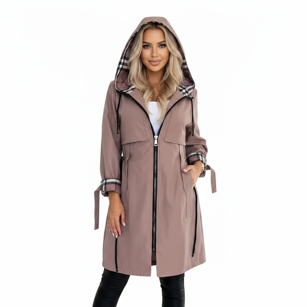 Waterproof and Windproof Zip Coat with Protective Hood – Stylish and Functional Outerwear