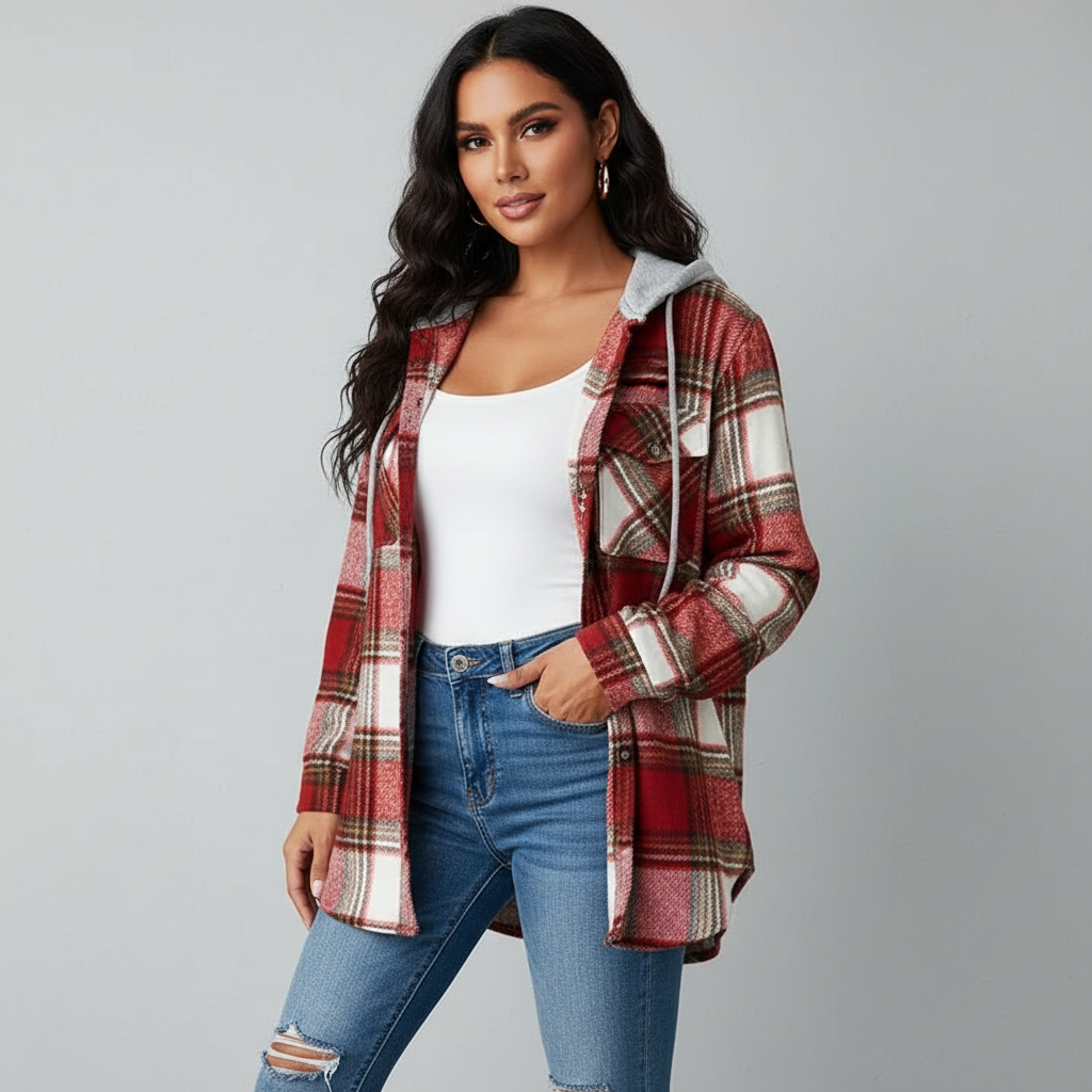 Women's Hooded Jacket with Mixed Texture – Versatile and Comfortable Outerwear for All Seasons 0