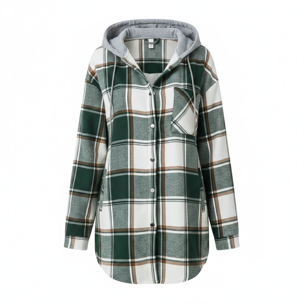 Women's Hooded Jacket with Mixed Texture – Versatile and Comfortable Outerwear for All Seasons