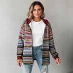 Women's Hooded Jacket with Mixed Texture – Versatile and Comfortable Outerwear for All Seasons 2