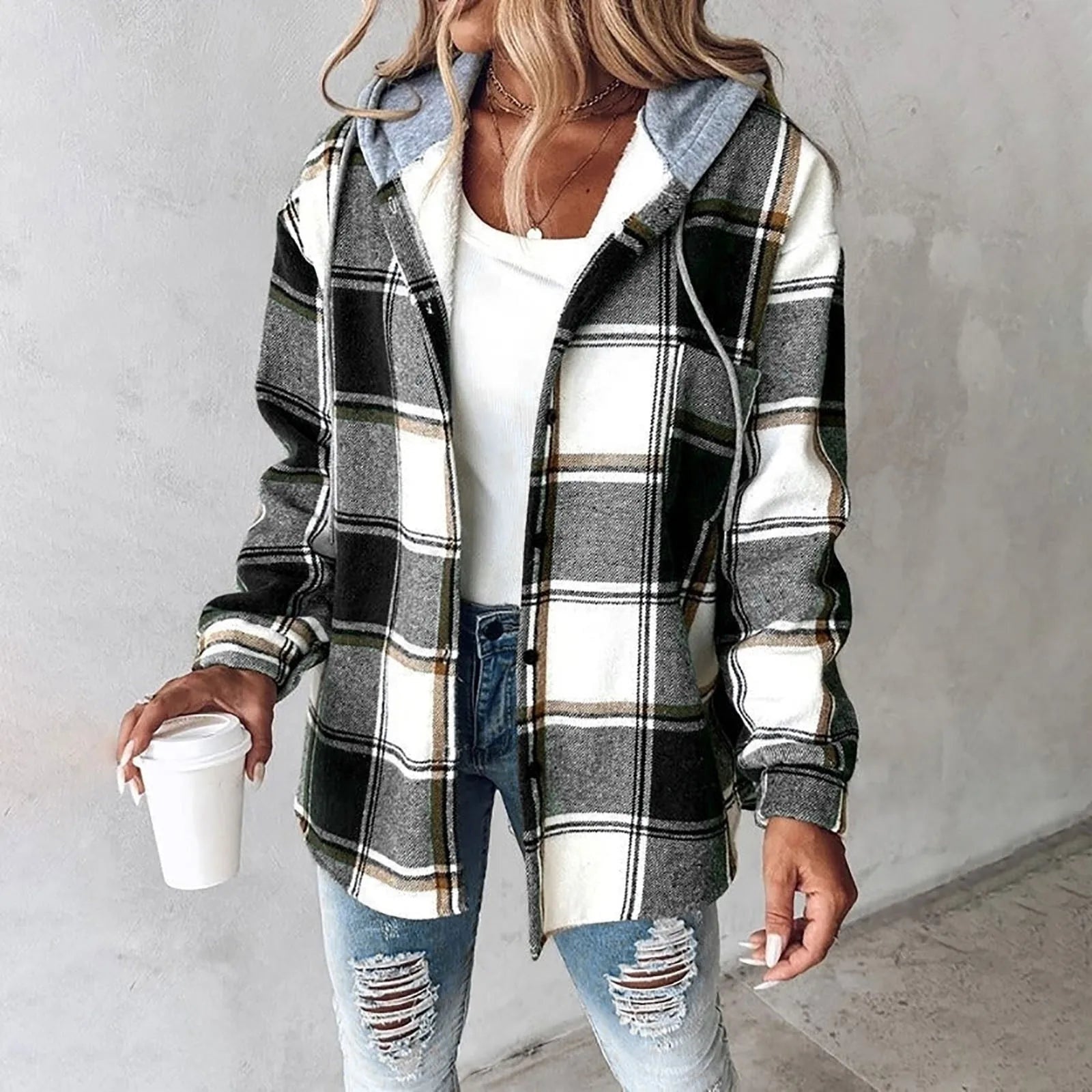 Women's Hooded Jacket with Mixed Texture – Versatile and Comfortable Outerwear for All Seasons 3