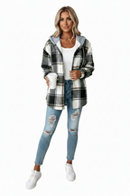 Women's Hooded Jacket with Mixed Texture – Versatile and Comfortable Outerwear for All Seasons