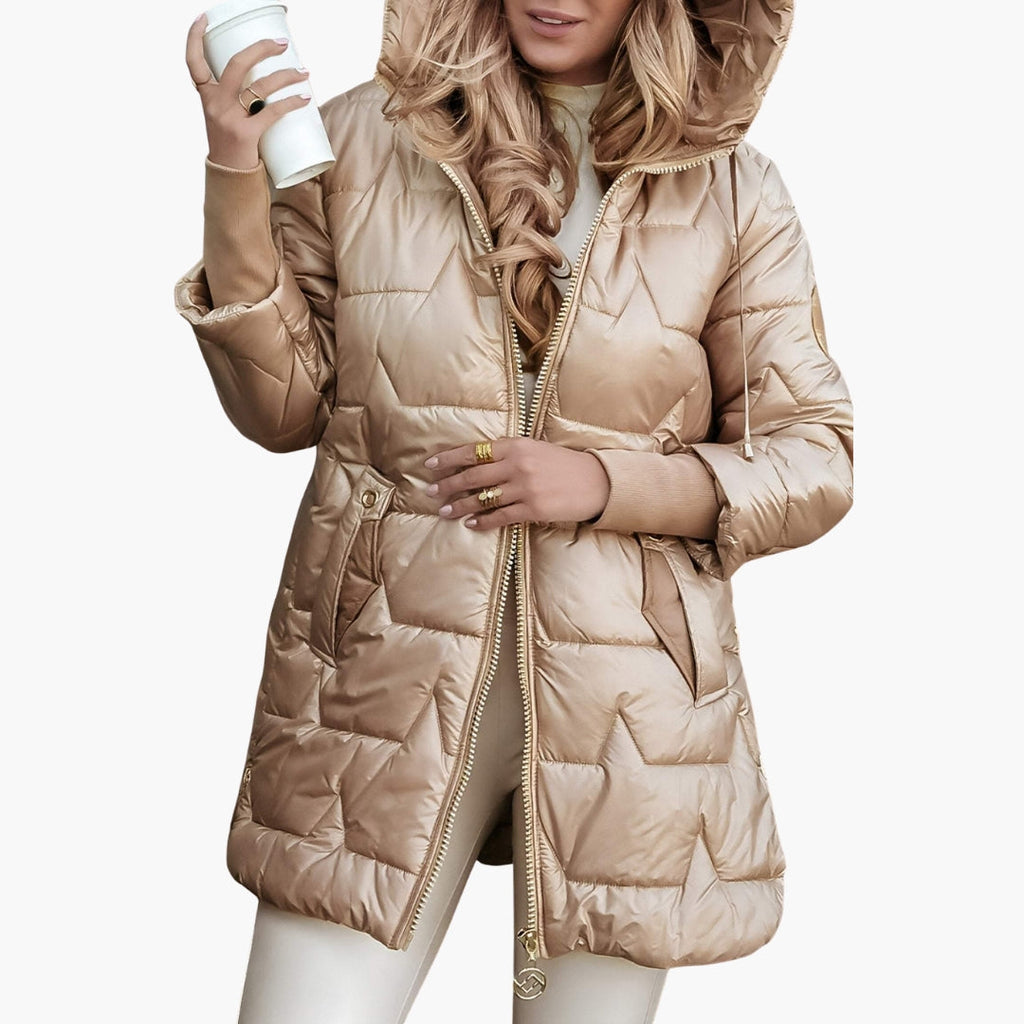 Women's Long Hooded Down Jacket with Zip Closure – Quilted Design for Cold Weather 5