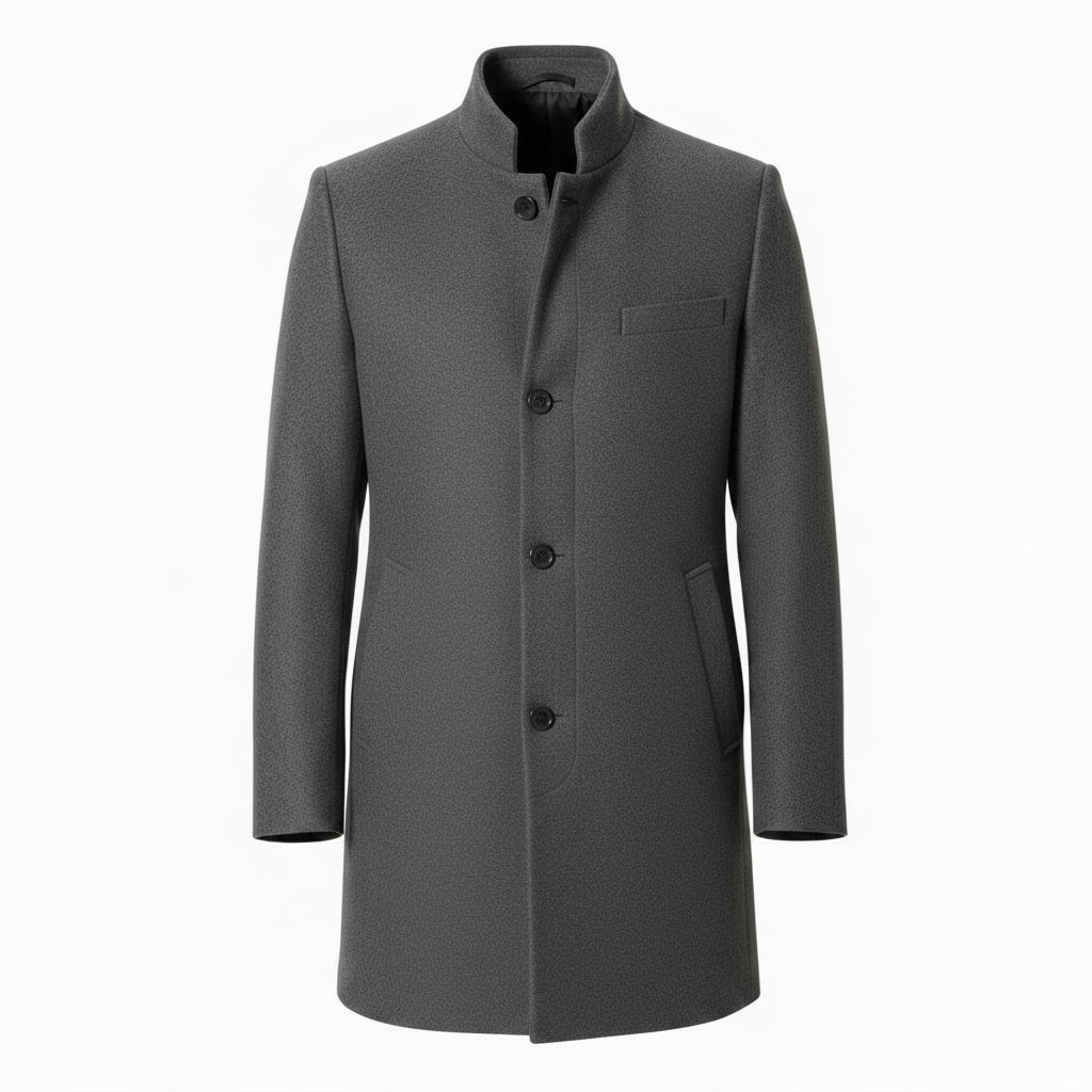 Wool-Blend Grey Overcoat for Men – Tailored Winter Coat for Casual and Formal Wear 0