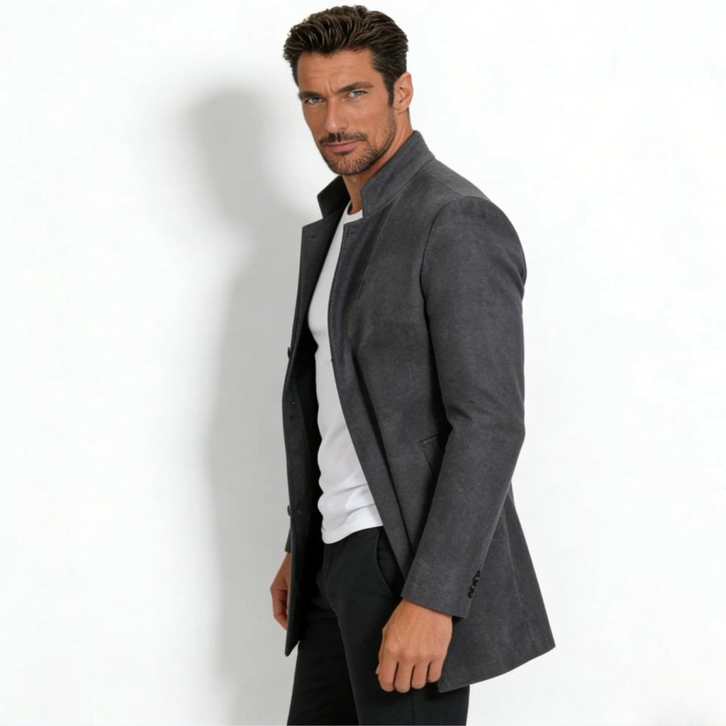 Wool-Blend Grey Overcoat for Men – Tailored Winter Coat for Casual and Formal Wear 1